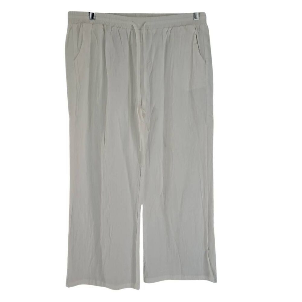 White elastic drawstring pants, slacks. Size XXL. - Picture 2 of 7